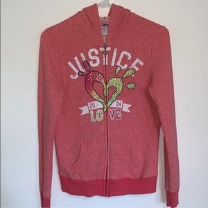 Justice Pink light jacket for girl size 14.